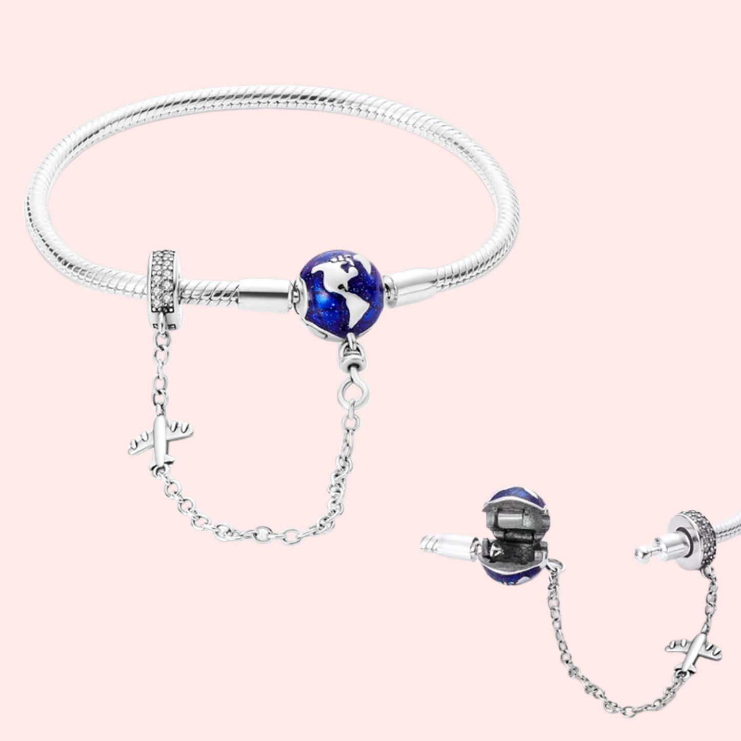 Pulseira de prata 925 17-20 cm modelo Pandora.