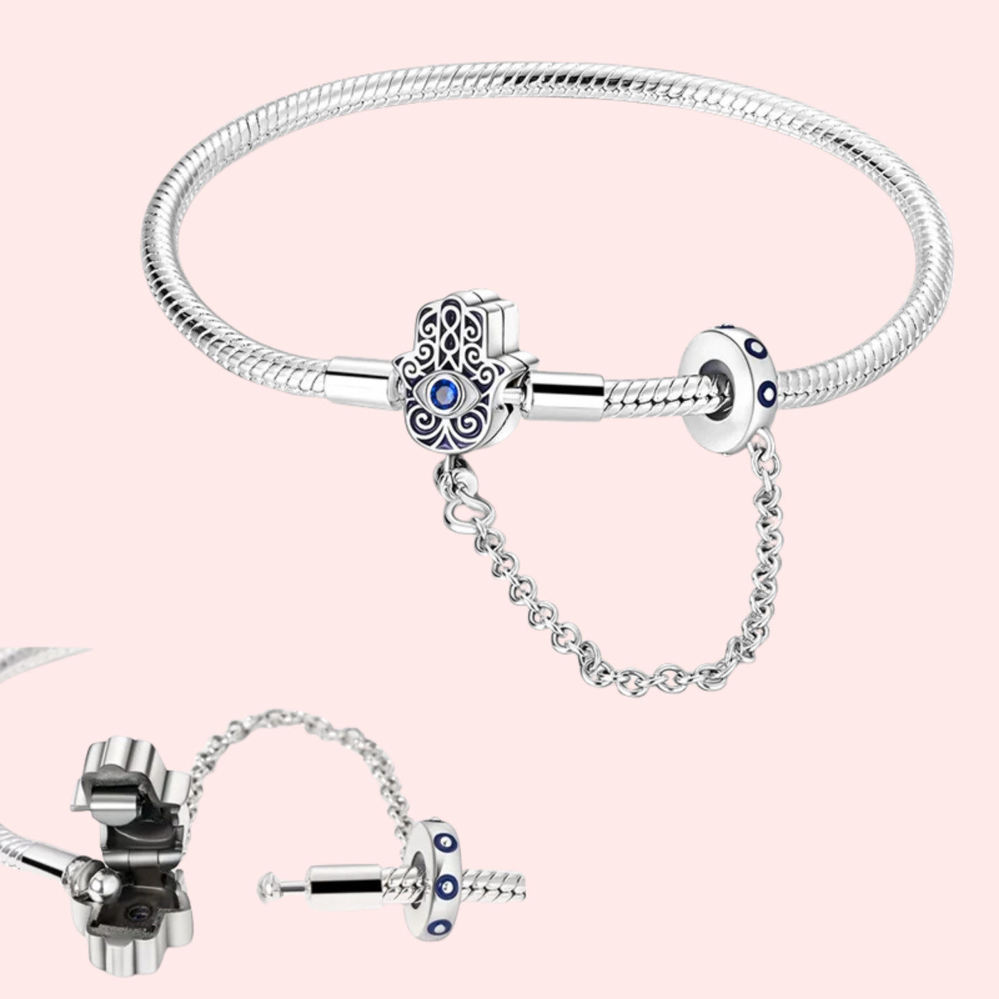 Pulseira de prata 925 17-20 cm modelo Pandora.